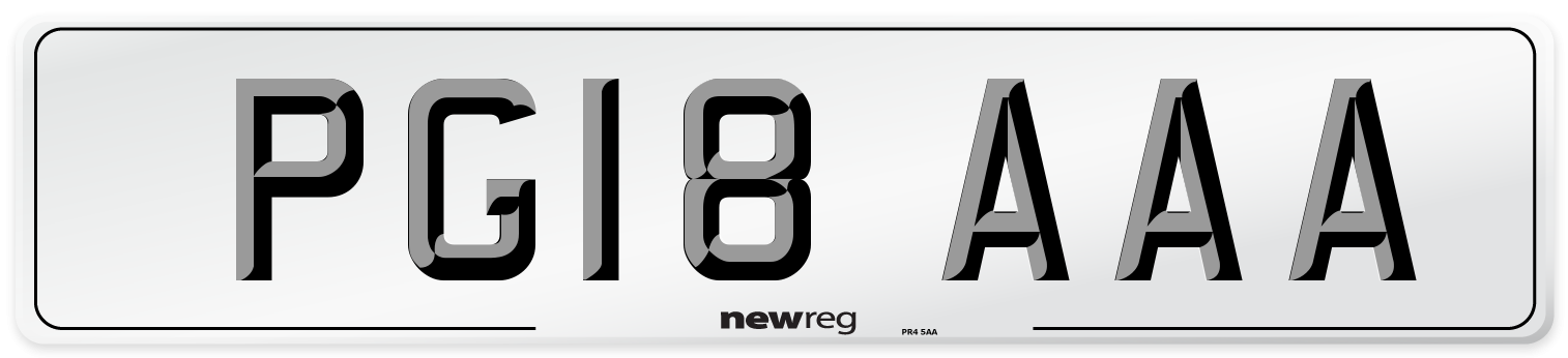 PG18 AAA Number Plate from New Reg